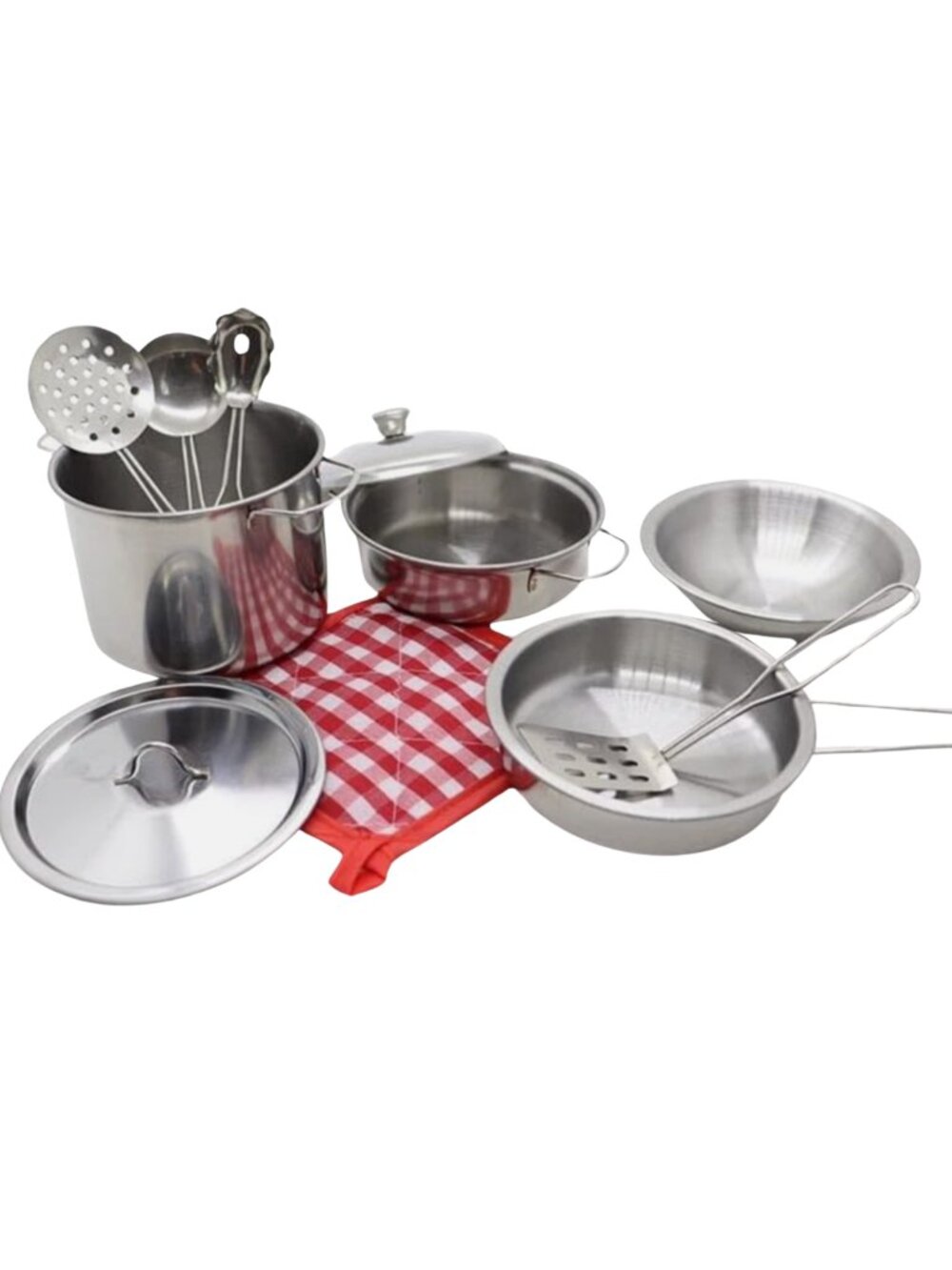 NWT Kids Stainless Steel Kitchen Accessory Set – 11pc Cooking Toy Kit - Picture 5 of 13